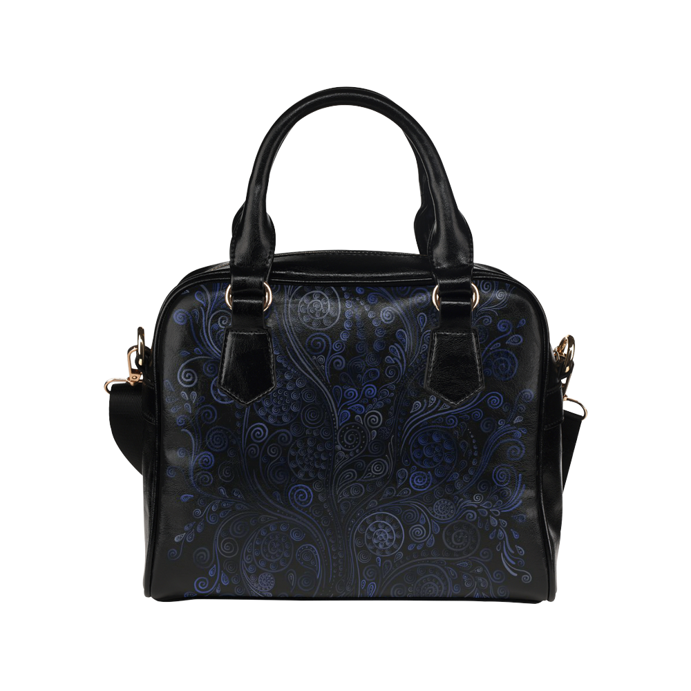 Ornamental blue on gray Shoulder Handbag (Model 1634)