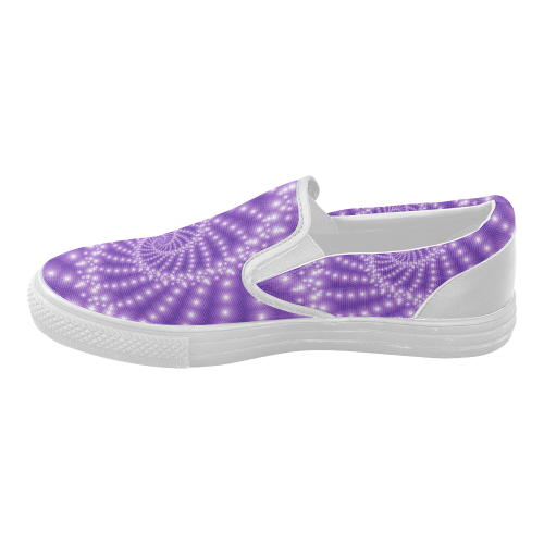 Glossy Purple  Beads Spiral Fractal Women's Slip-on Canvas Shoes (Model 019)