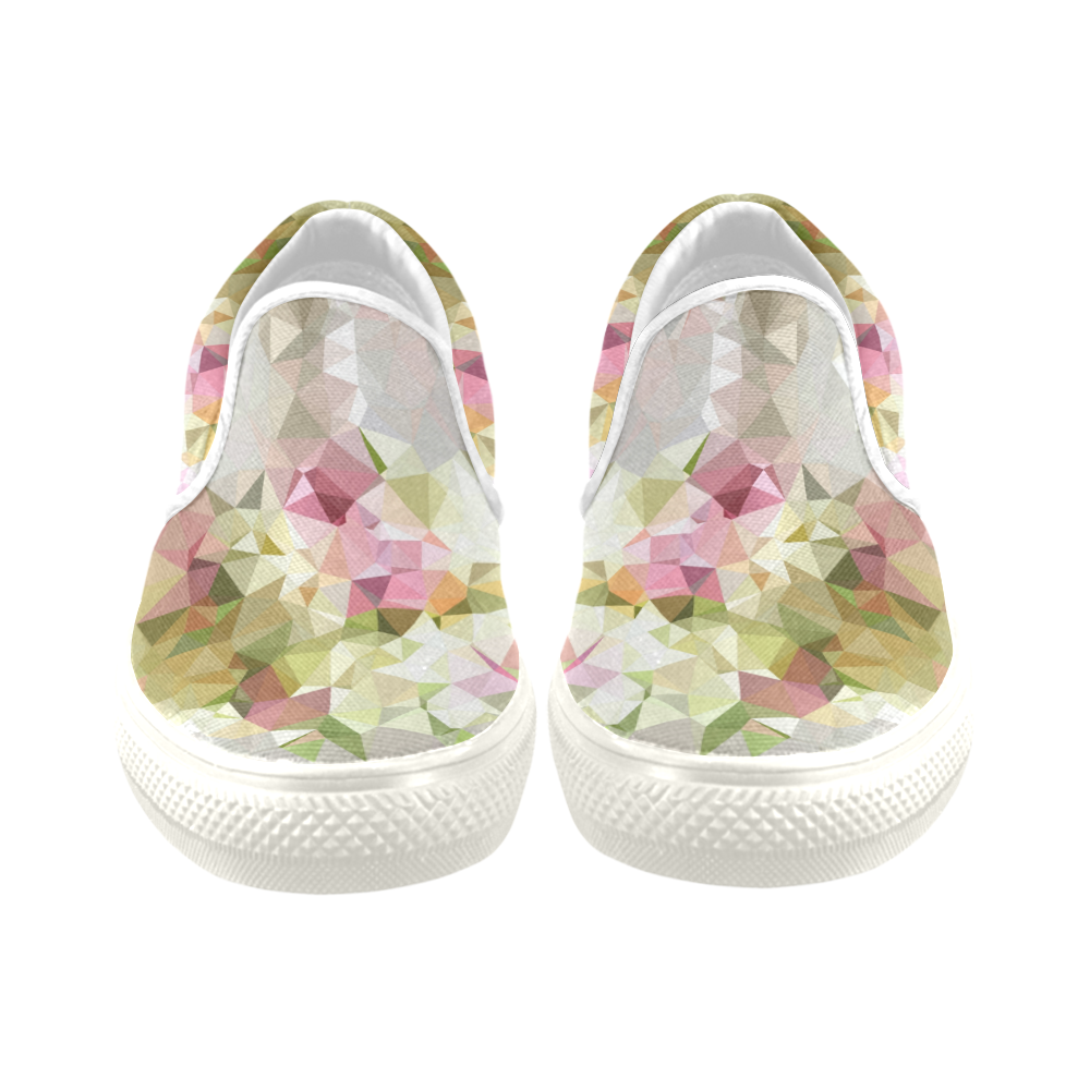 Low Poly Pastel Flowers Men's Unusual Slip-on Canvas Shoes (Model 019)