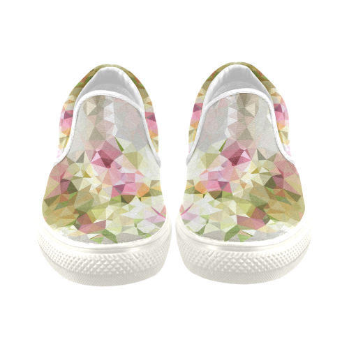 Low Poly Pastel Flowers Men's Unusual Slip-on Canvas Shoes (Model 019)