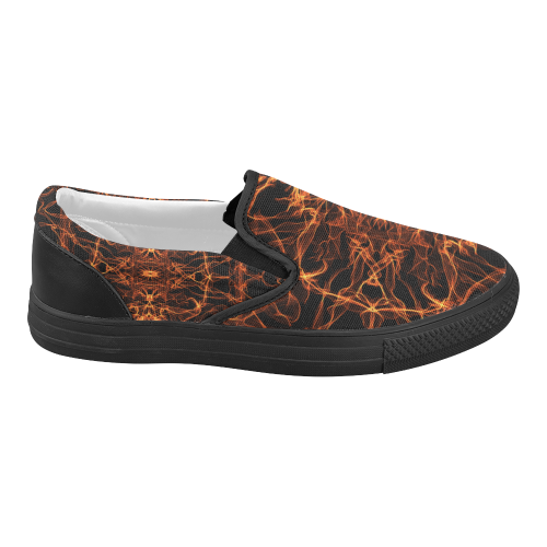 Orange SILK Arts Fractal Women's Slip-on Canvas Shoes (Model 019)