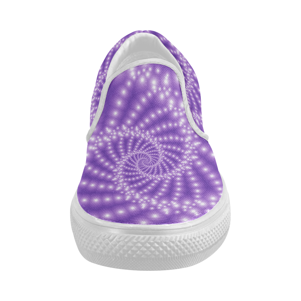 Glossy Purple  Beads Spiral Fractal Women's Slip-on Canvas Shoes (Model 019)