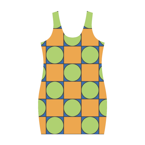 Green and Orange Geometric Pattern Medea Vest Dress (Model D06)