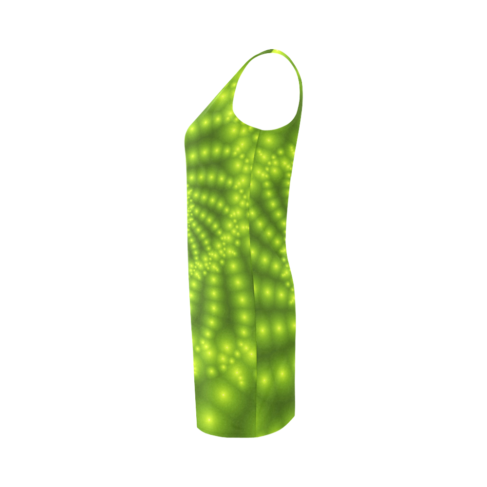Glossy Lime Green Beads Spiral Fractal Medea Vest Dress (Model D06)