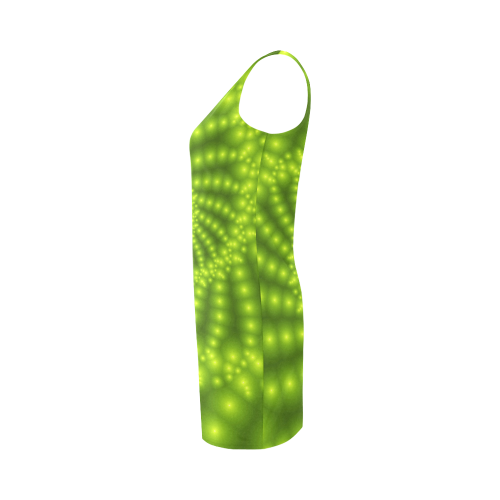 Glossy Lime Green Beads Spiral Fractal Medea Vest Dress (Model D06)