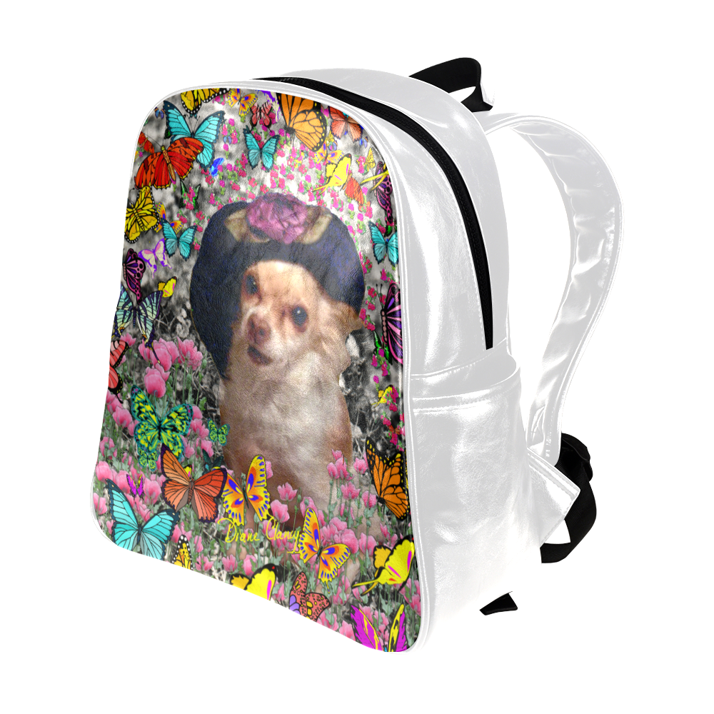 Chi Chi in Yellow Butterflies, Chihuahua Puppy Dog Multi-Pockets Backpack (Model 1636)