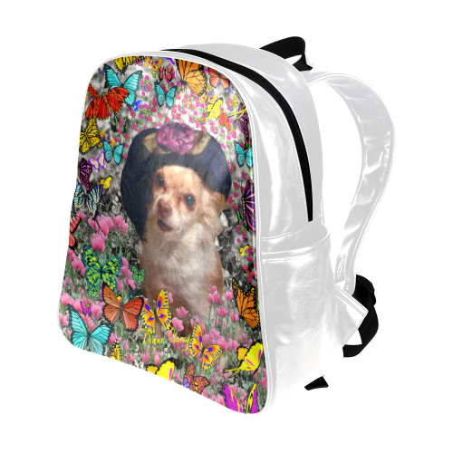 Chi Chi in Yellow Butterflies, Chihuahua Puppy Dog Multi-Pockets Backpack (Model 1636)