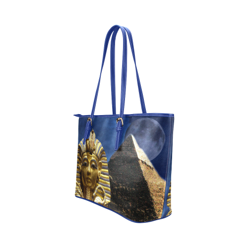 King Tut and Pyramid Leather Tote Bag/Large (Model 1651)