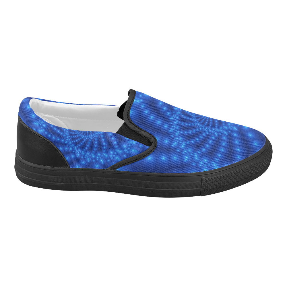 Glossy Blue Beads Spiral Fractal Women's Slip-on Canvas Shoes (Model 019)