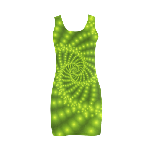 Glossy Lime Green Beads Spiral Fractal Medea Vest Dress (Model D06)