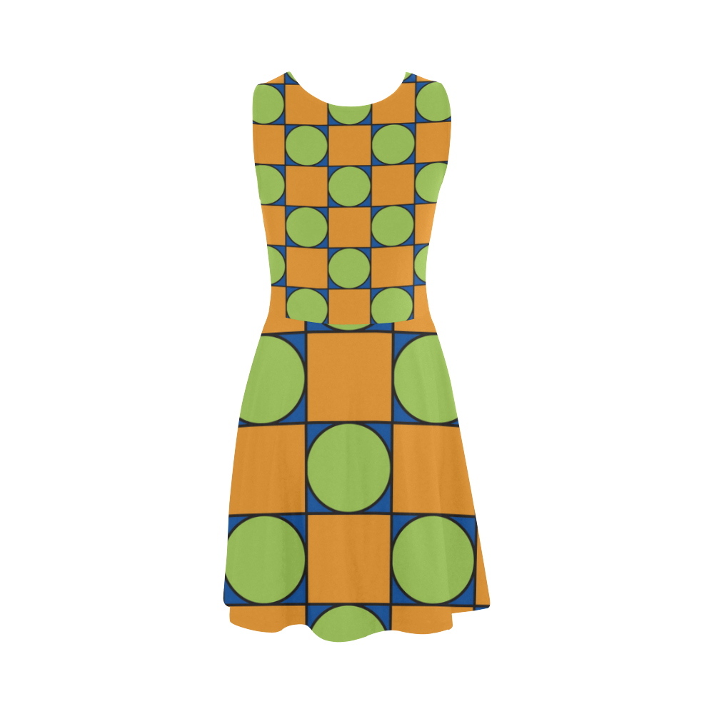 Green and Orange Geometric Pattern Atalanta Sundress (Model D04)