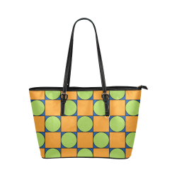 Green and Orange Geometric Pattern Leather Tote Bag/Small (Model 1651)