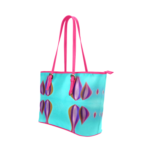 Leather tote bag  with sea colors Leather Tote Bag/Large (Model 1651)