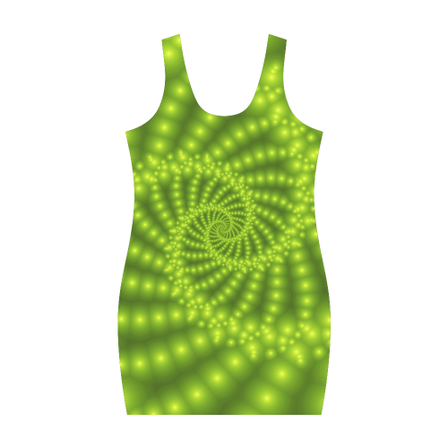 Glossy Lime Green Beads Spiral Fractal Medea Vest Dress (Model D06)