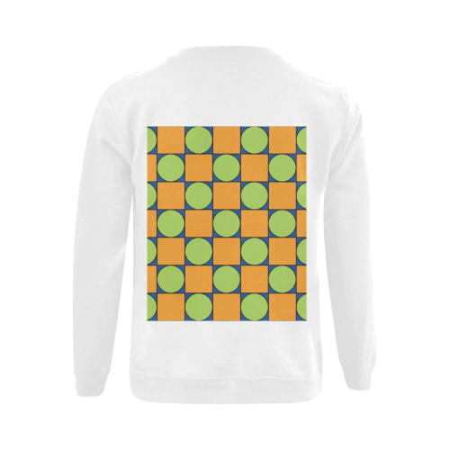 Green and Orange Geometric Pattern Gildan Crewneck Sweatshirt(NEW) (Model H01)