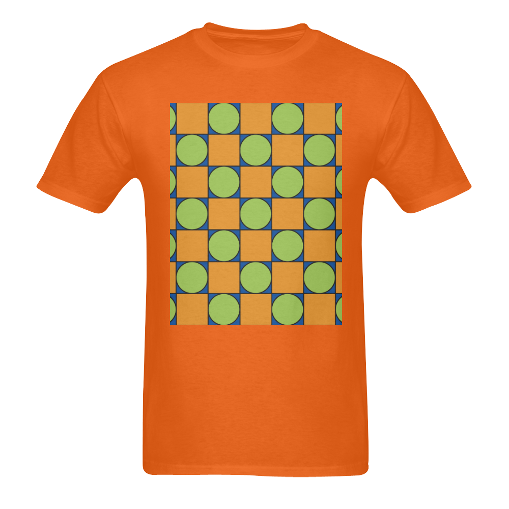 Green and Orange Geometric Pattern Men's T-Shirt in USA Size (Two Sides Printing)