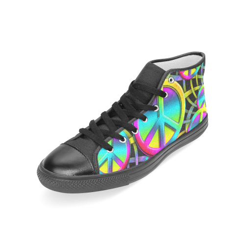 Colorful Peace Pattern Women's Classic High Top Canvas Shoes (Model 017)