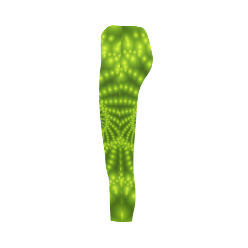 Glossy Lime Green Beads Spiral Fractal Capri Legging (Model L02)