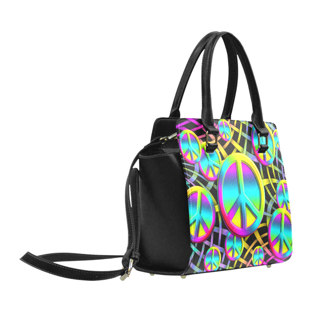 Colorful Peace Pattern Classic Shoulder Handbag (Model 1653)