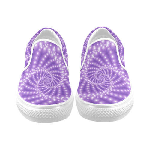 Glossy Purple  Beads Spiral Fractal Women's Unusual Slip-on Canvas Shoes (Model 019)