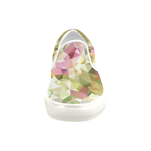 Low Poly Pastel Flowers Men's Slip-on Canvas Shoes (Model 019)