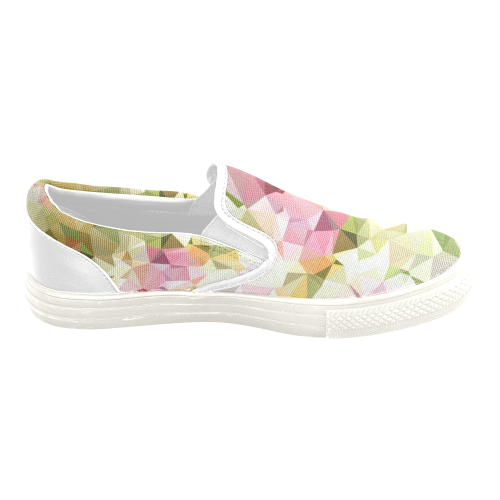 Low Poly Pastel Flowers Men's Slip-on Canvas Shoes (Model 019)