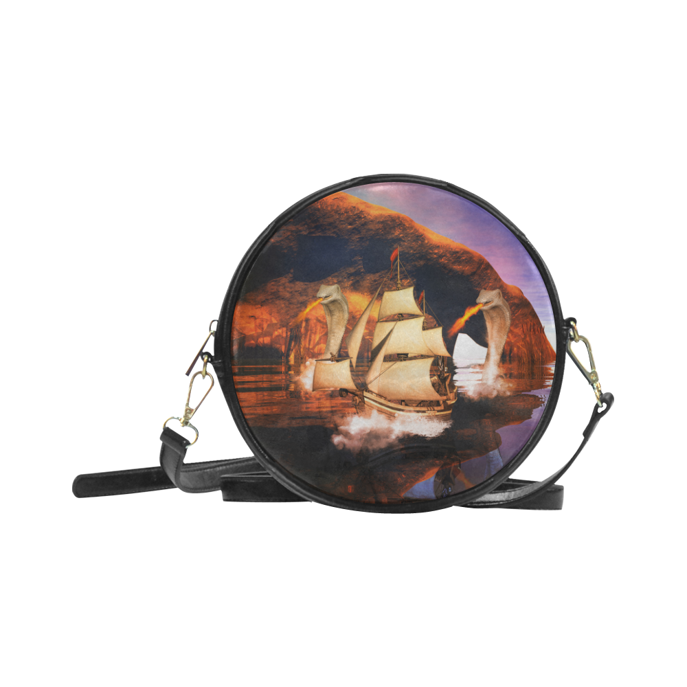 Fantasy seascape Round Sling Bag (Model 1647)