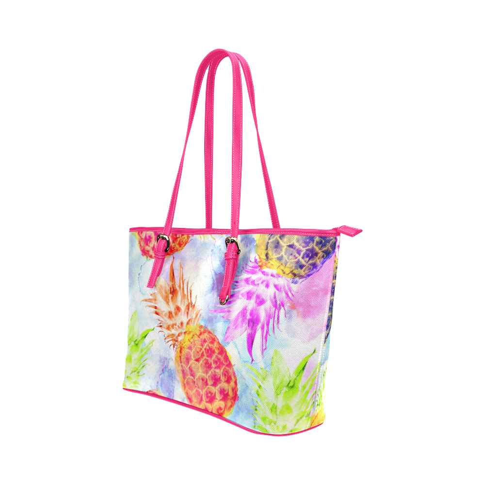 Pineapples Leather Tote Bag/Large (Model 1651)