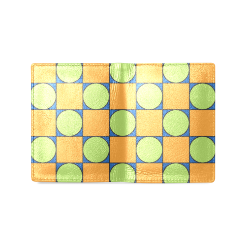 Green and Orange Geometric Pattern Men's Leather Wallet (Model 1612)