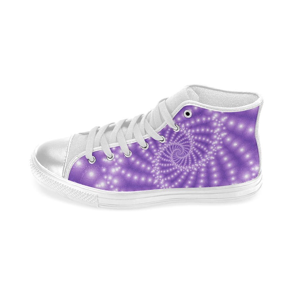 Glossy Purple  Beads Spiral Fractal Women's Classic High Top Canvas Shoes (Model 017)
