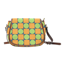 Green and Orange Geometric Pattern Saddle Bag/Small (Model 1649) Full Customization