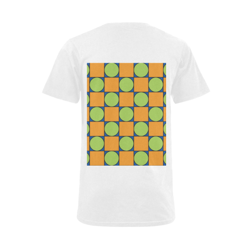 Green and Orange Geometric Pattern Men's V-Neck T-shirt  Big Size(USA Size) (Model T10)