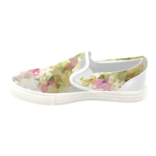 Low Poly Pastel Flowers Women's Unusual Slip-on Canvas Shoes (Model 019)