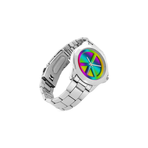 Colorful Peace Pattern Unisex Stainless Steel Watch(Model 103)