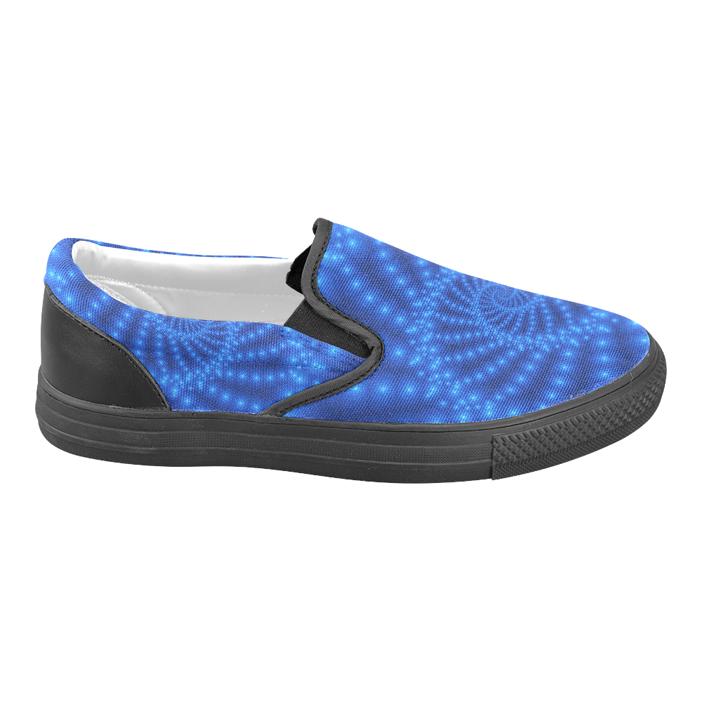 Glossy Blue Beads Spiral Fractal Women's Unusual Slip-on Canvas Shoes (Model 019)