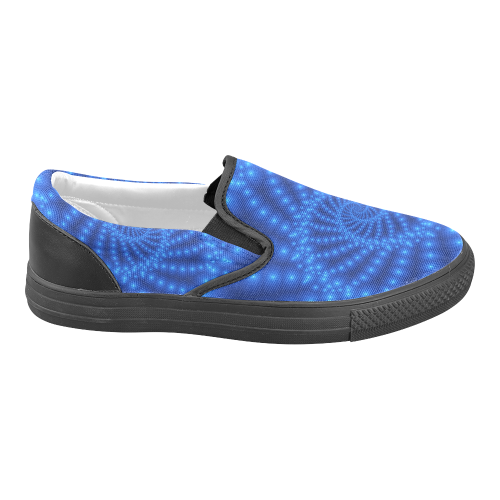 Glossy Blue Beads Spiral Fractal Women's Unusual Slip-on Canvas Shoes (Model 019)