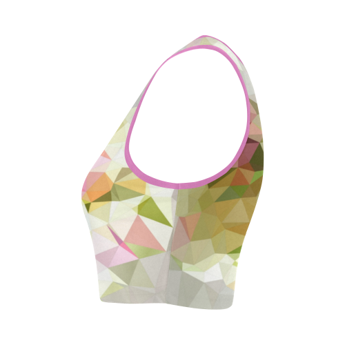 Low Poly Pastel Flowers Women's Crop Top (Model T42)