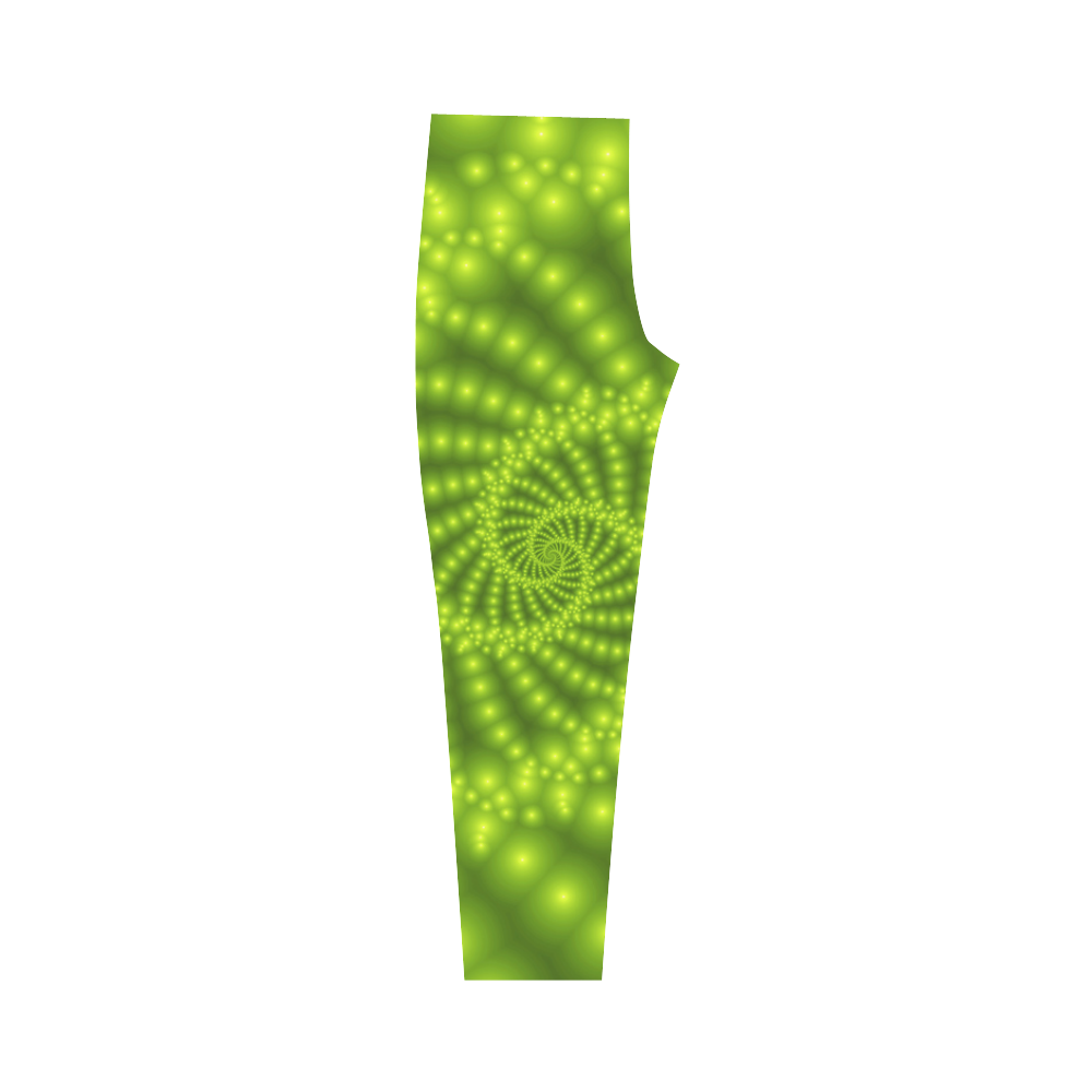 Glossy Lime Green Beads Spiral Fractal Capri Legging (Model L02)