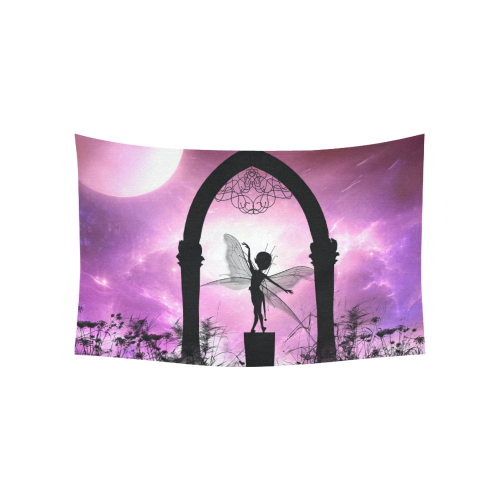 Cute dancing fairy in the night Cotton Linen Wall Tapestry 60"x 40"