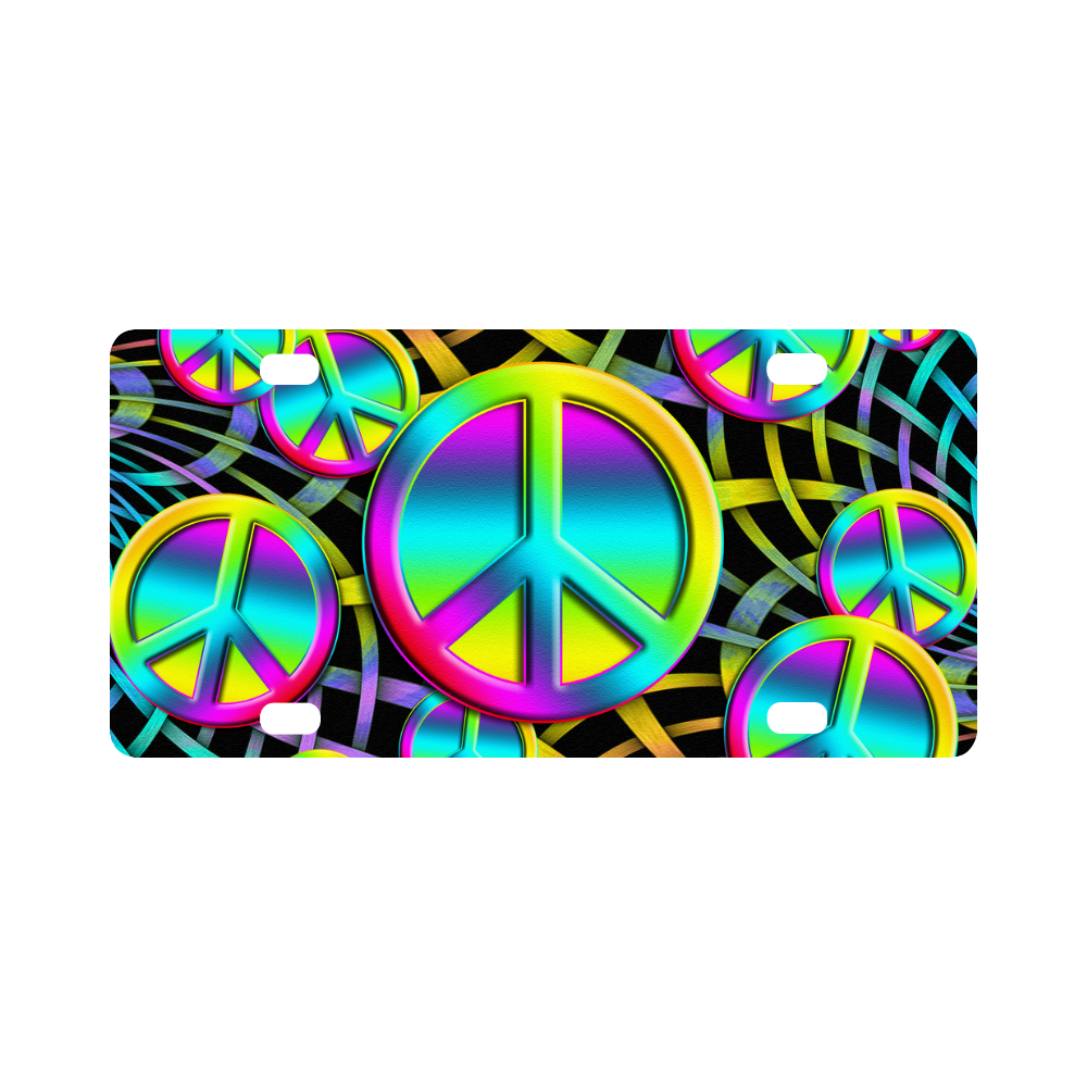 Colorful Peace Pattern Classic License Plate