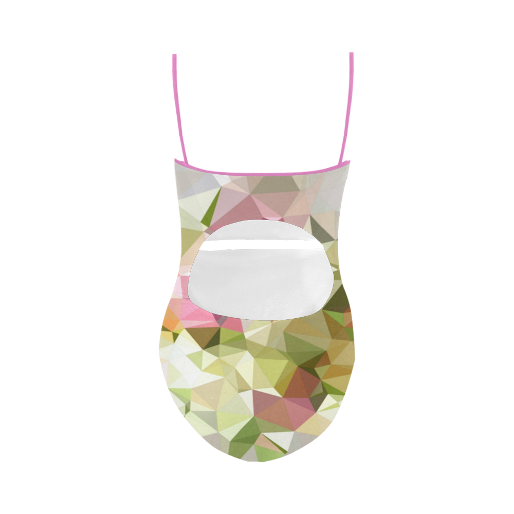 Low Poly Pastel Flowers Strap Swimsuit ( Model S05)