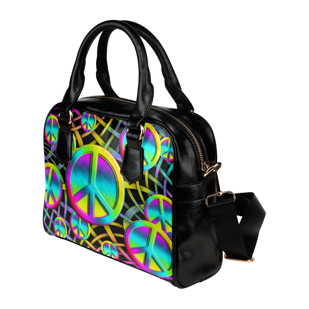 Colorful Peace Pattern Shoulder Handbag (Model 1634)
