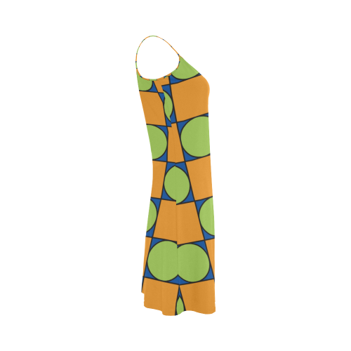 Green and Orange Geometric Pattern Alcestis Slip Dress (Model D05)