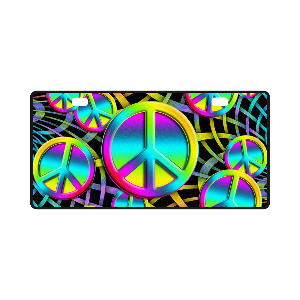 Colorful Peace Pattern License Plate