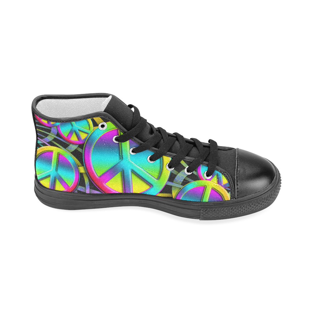 Colorful Peace Pattern Men’s Classic High Top Canvas Shoes (Model 017)