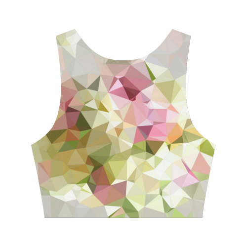 Low Poly Pastel Flowers Women's Crop Top (Model T42)