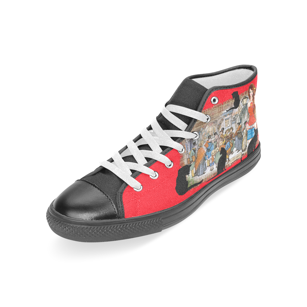 Anton Pieck Carol singers in old Amsterdam Women's Classic High Top Canvas Shoes (Model 017)