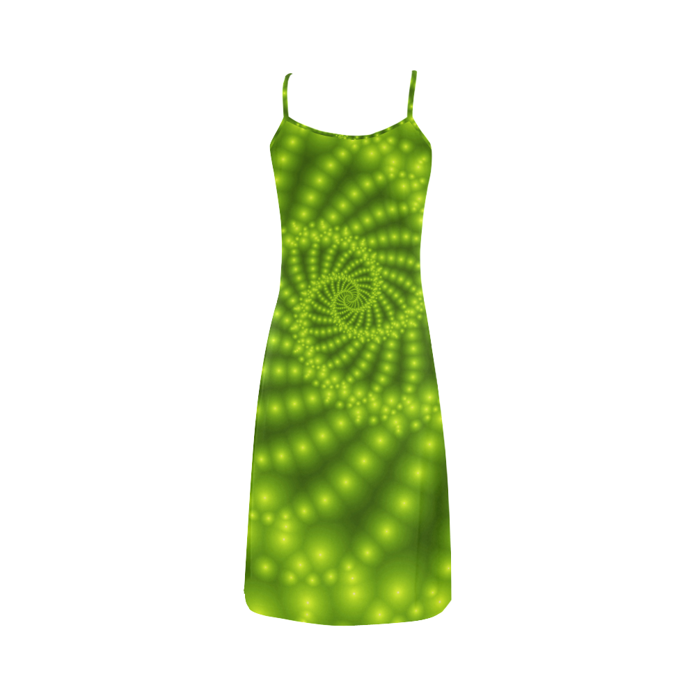 Glossy Lime Green Beads Spiral Fractal Alcestis Slip Dress (Model D05)