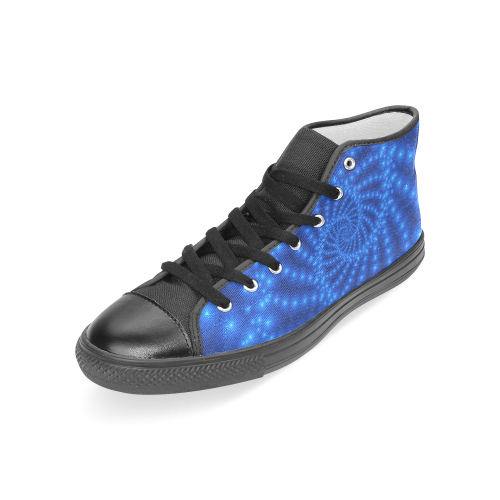Glossy Blue Beads Spiral Fractal Women's Classic High Top Canvas Shoes (Model 017)