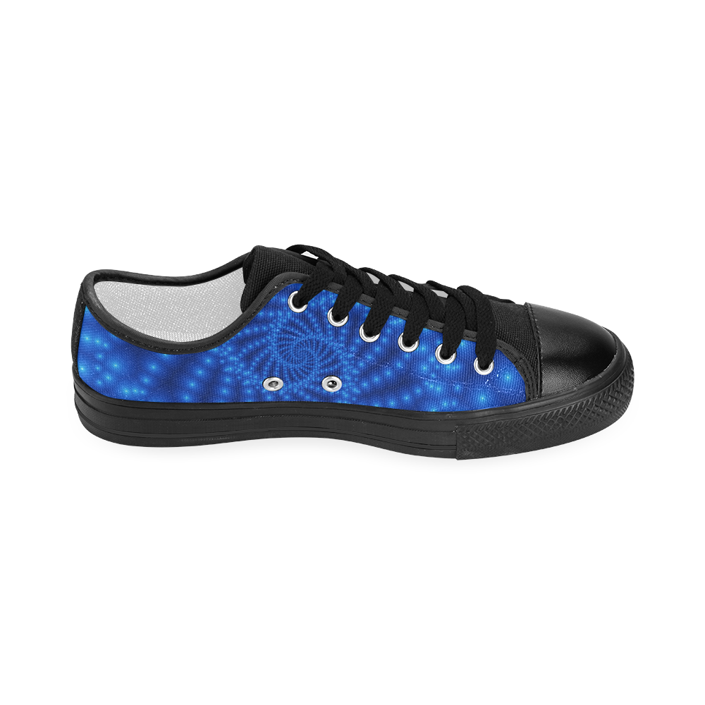 Glossy Blue Beads Spiral Fractal Women's Classic Canvas Shoes (Model 018)